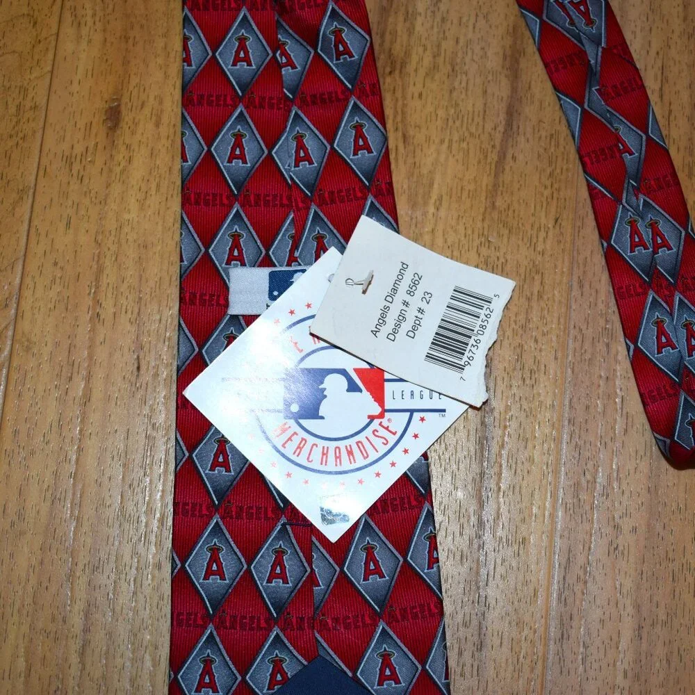 MLB Los Angeles Angels Necktie Mens OS Red NEW Silk Diamond Logo‎ Eagle Neckwear